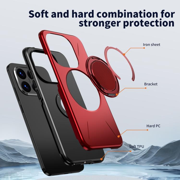 For Xiaomi 15T 5G Metal Rotation Holder MagSafe TPU Hybrid PC Phone Case