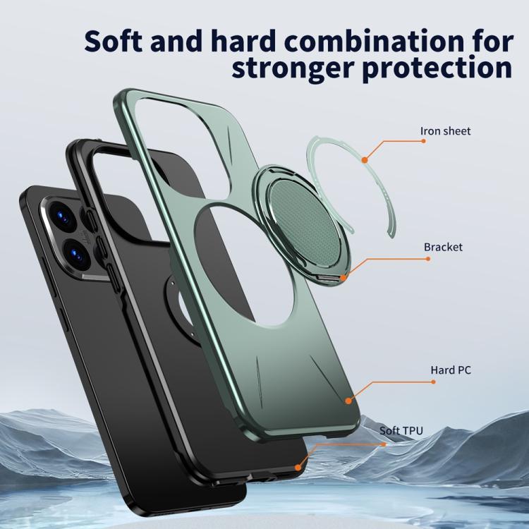 For Xiaomi 15T 5G Metal Rotation Holder MagSafe TPU Hybrid PC Phone Case