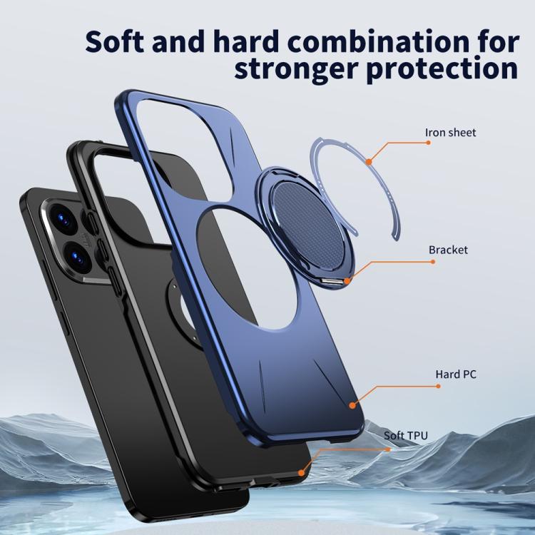 For Xiaomi 15T 5G Metal Rotation Holder MagSafe TPU Hybrid PC Phone Case