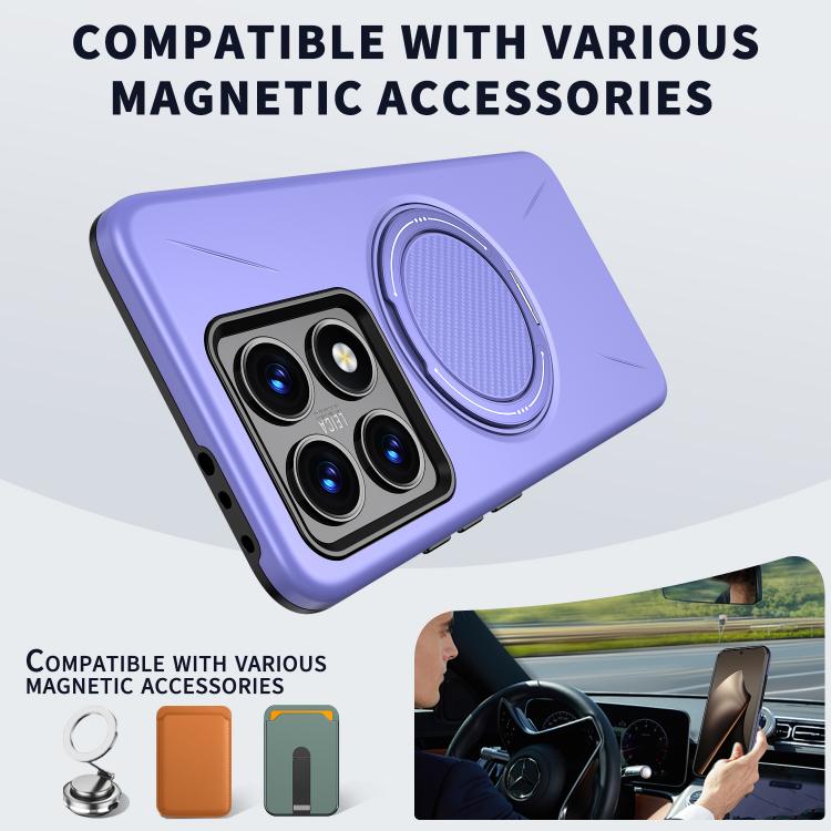For Xiaomi 14T Metal Rotation Holder MagSafe TPU Hybrid PC Phone Case