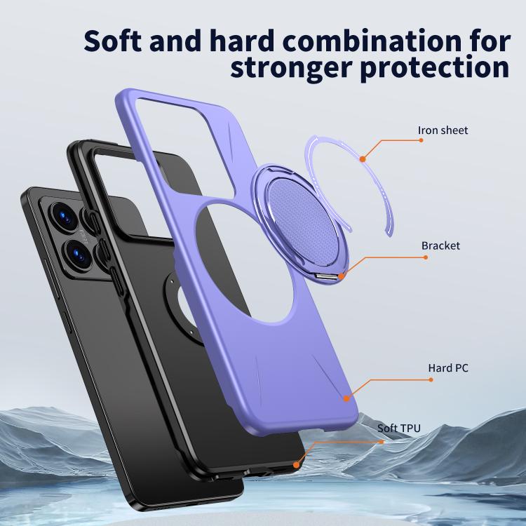 For Xiaomi 14T Metal Rotation Holder MagSafe TPU Hybrid PC Phone Case