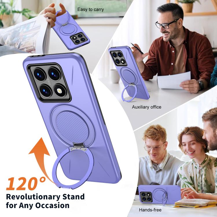 For Xiaomi 14T Metal Rotation Holder MagSafe TPU Hybrid PC Phone Case