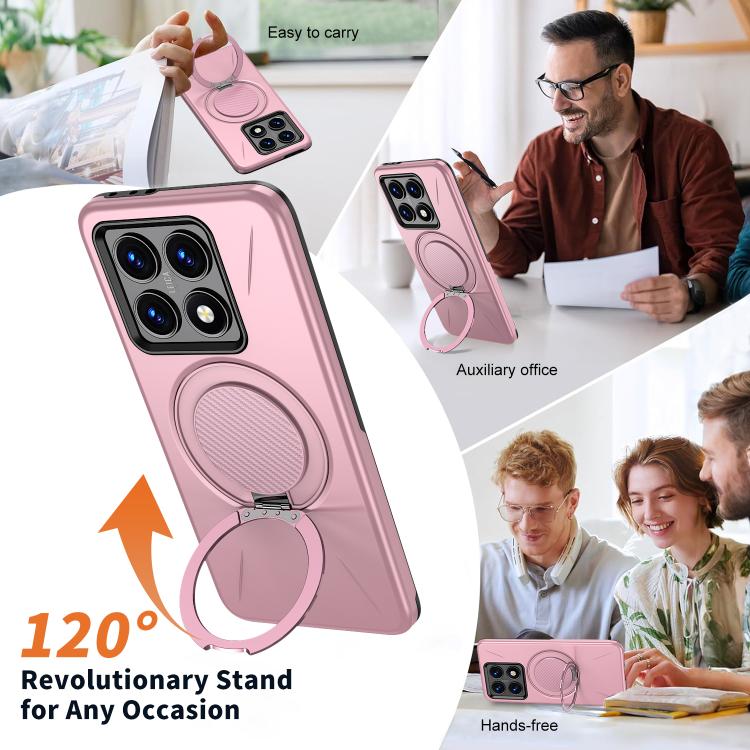 For Xiaomi 14T Metal Rotation Holder MagSafe TPU Hybrid PC Phone Case