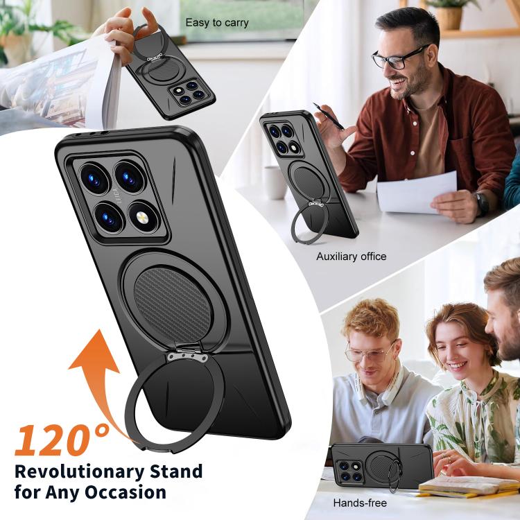For Xiaomi 14T Metal Rotation Holder MagSafe TPU Hybrid PC Phone Case