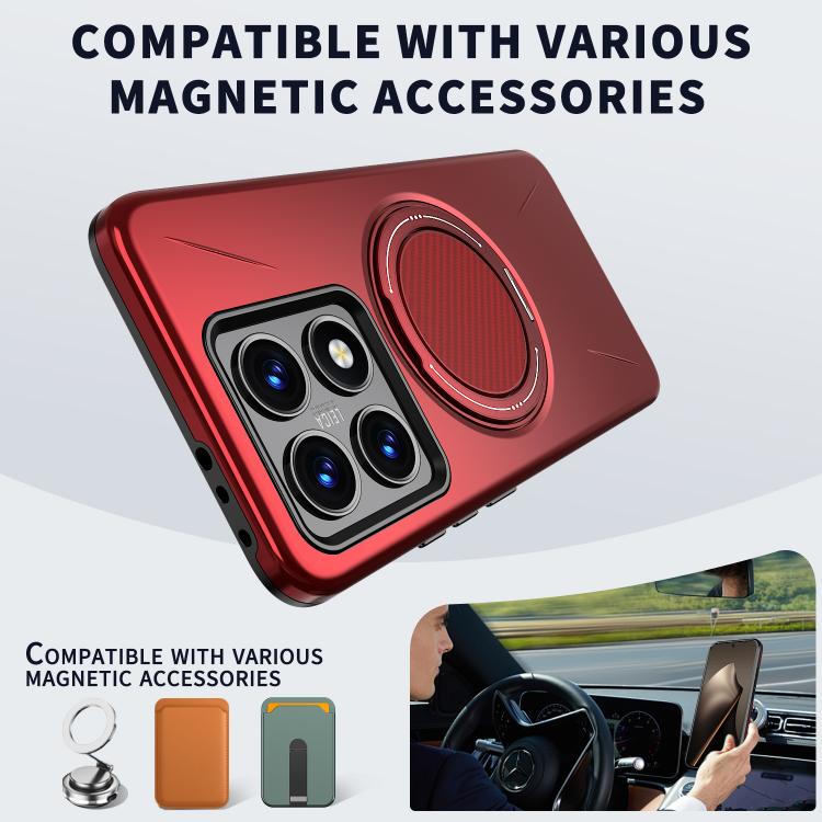 For Xiaomi 14T Metal Rotation Holder MagSafe TPU Hybrid PC Phone Case