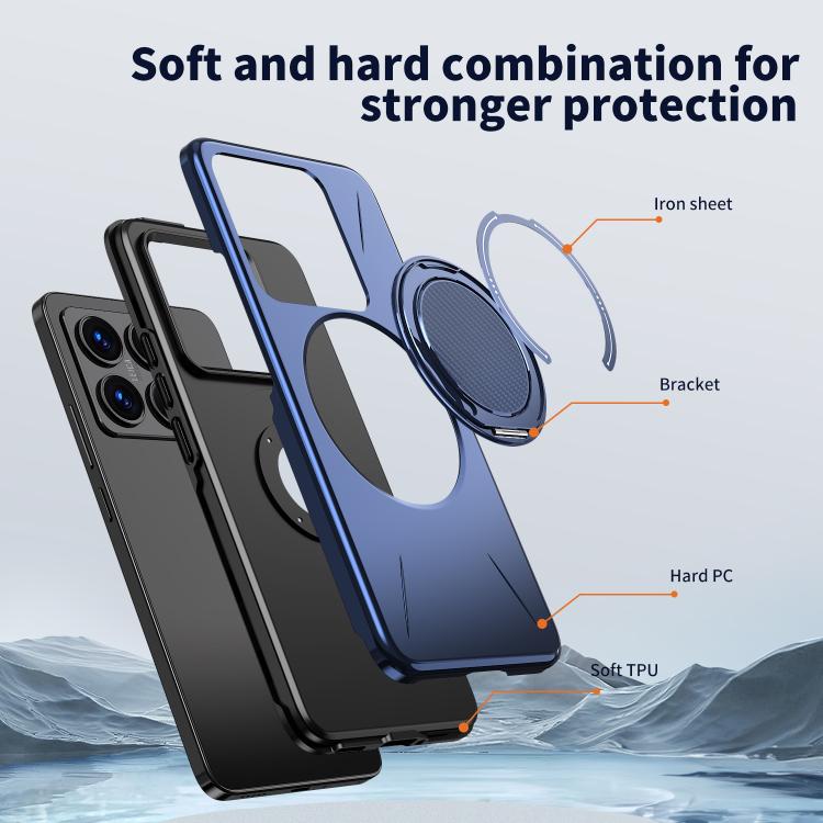 For Xiaomi 14T Metal Rotation Holder MagSafe TPU Hybrid PC Phone Case