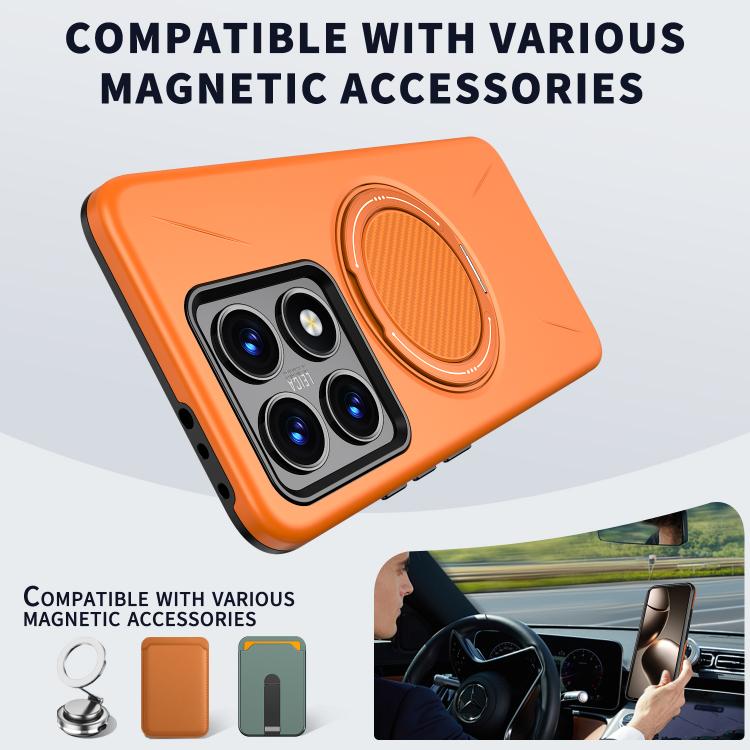 For Xiaomi 14T Pro Metal Rotation Holder MagSafe TPU Hybrid PC Phone Case