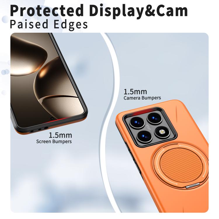 For Xiaomi 14T Pro Metal Rotation Holder MagSafe TPU Hybrid PC Phone Case