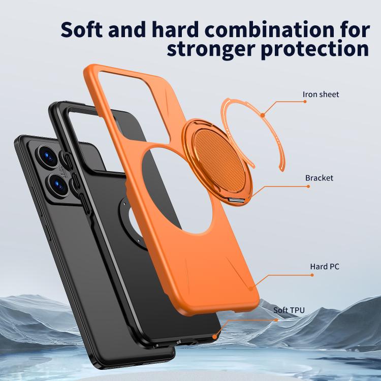 For Xiaomi 14T Pro Metal Rotation Holder MagSafe TPU Hybrid PC Phone Case