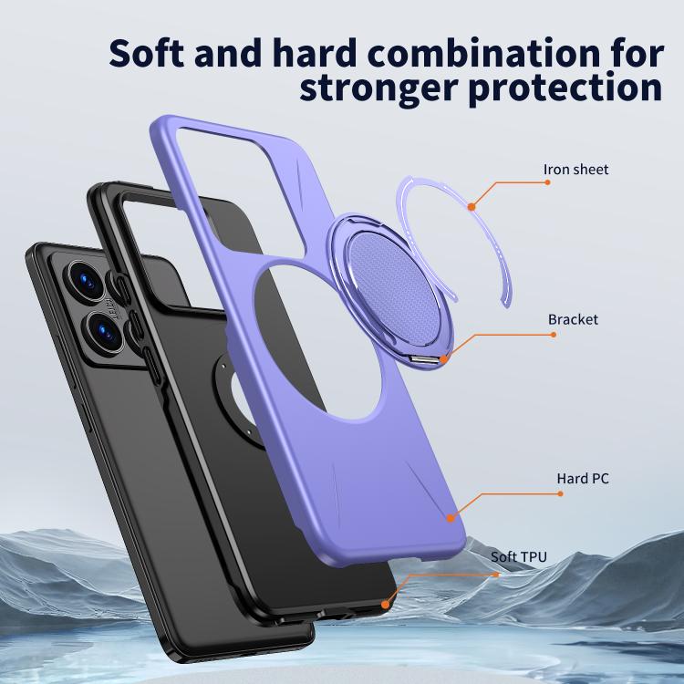 For Xiaomi 14T Pro Metal Rotation Holder MagSafe TPU Hybrid PC Phone Case