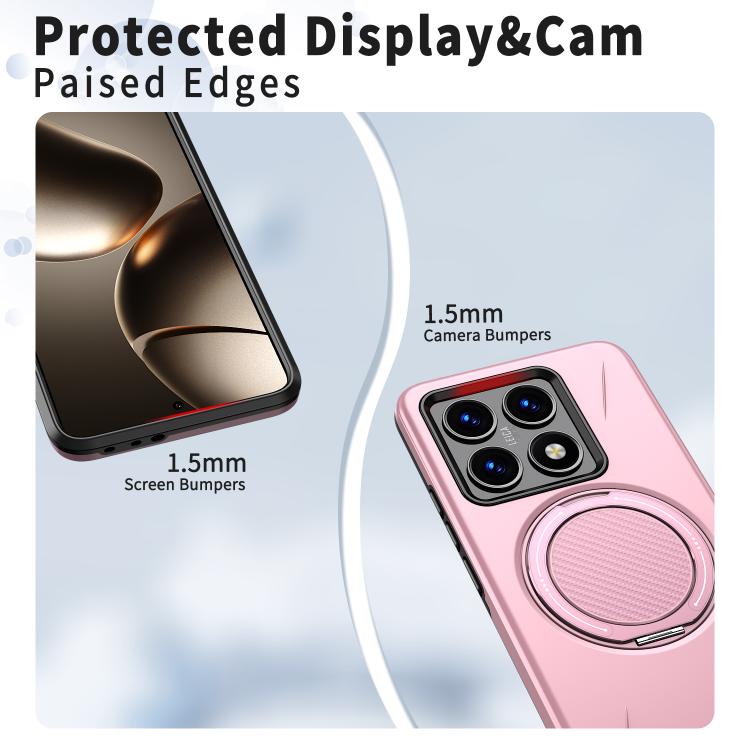 For Xiaomi 14T Pro Metal Rotation Holder MagSafe TPU Hybrid PC Phone Case