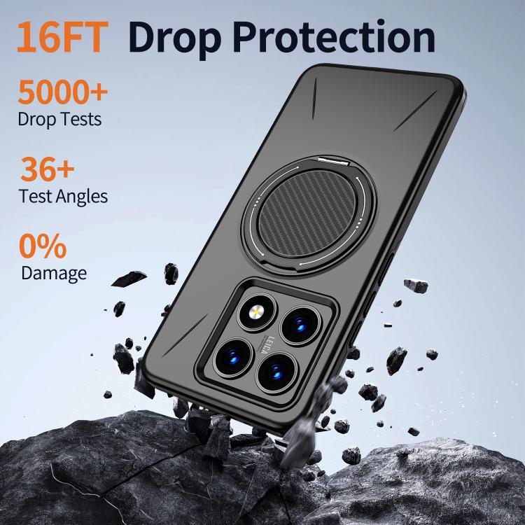 For Xiaomi 14T Pro Metal Rotation Holder MagSafe TPU Hybrid PC Phone Case