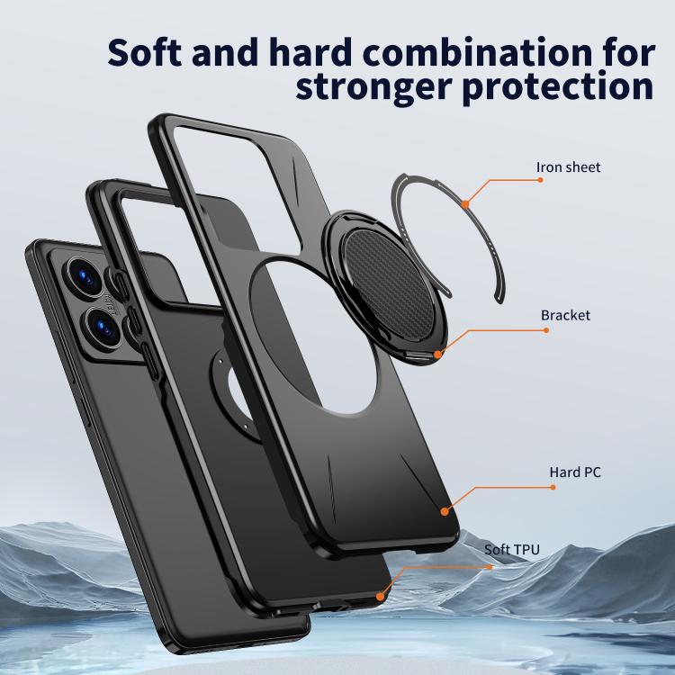 For Xiaomi 14T Pro Metal Rotation Holder MagSafe TPU Hybrid PC Phone Case