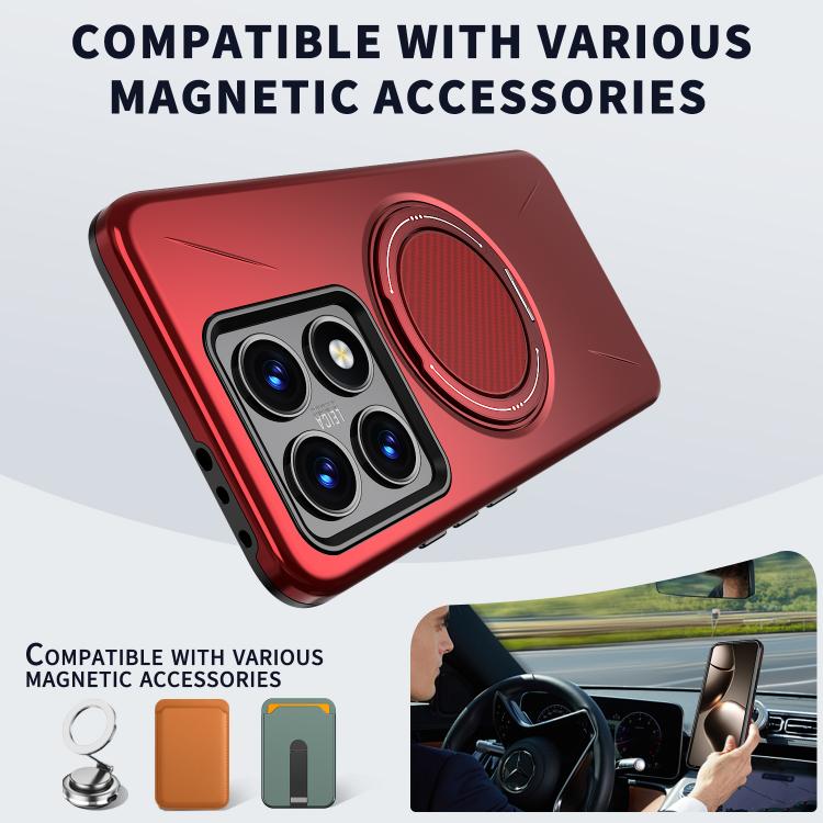 For Xiaomi 14T Pro Metal Rotation Holder MagSafe TPU Hybrid PC Phone Case