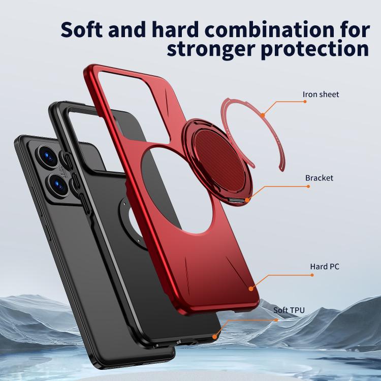 For Xiaomi 14T Pro Metal Rotation Holder MagSafe TPU Hybrid PC Phone Case