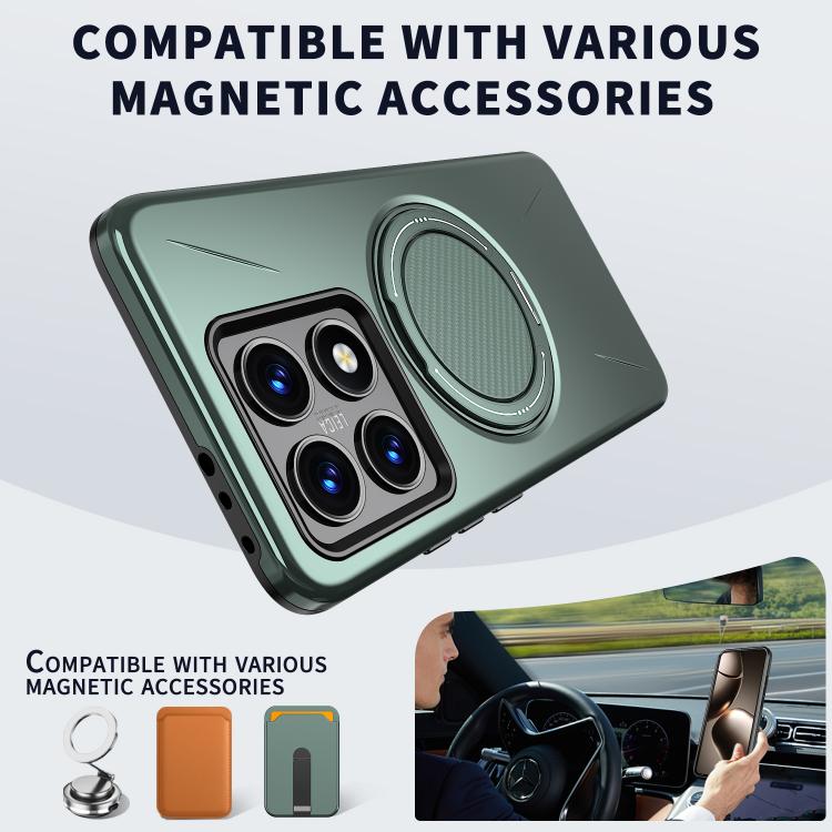 For Xiaomi 14T Pro Metal Rotation Holder MagSafe TPU Hybrid PC Phone Case
