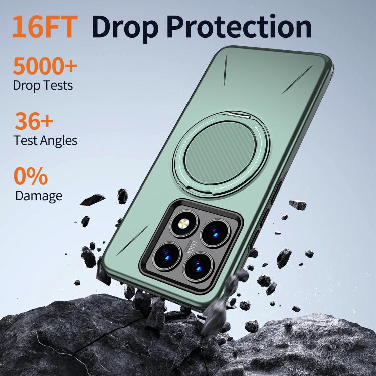 For Xiaomi 14T Pro Metal Rotation Holder MagSafe TPU Hybrid PC Phone Case