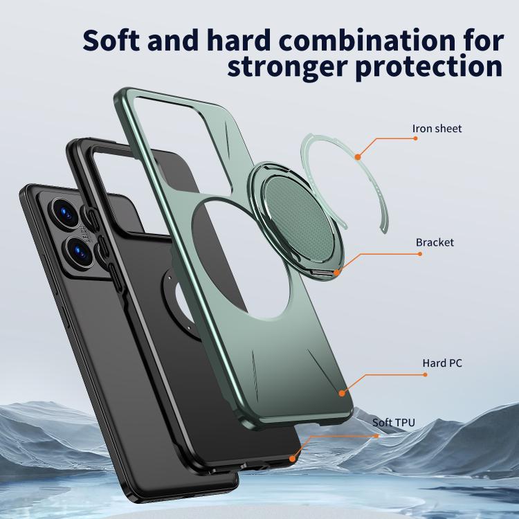 For Xiaomi 14T Pro Metal Rotation Holder MagSafe TPU Hybrid PC Phone Case