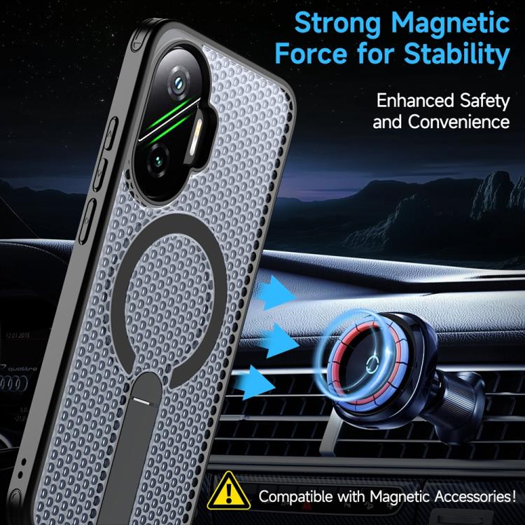 For Xiaomi Poco F7 / Redmi Turbo 4 Pro Honeycomb Cooling MagSafe Holder Phone Case