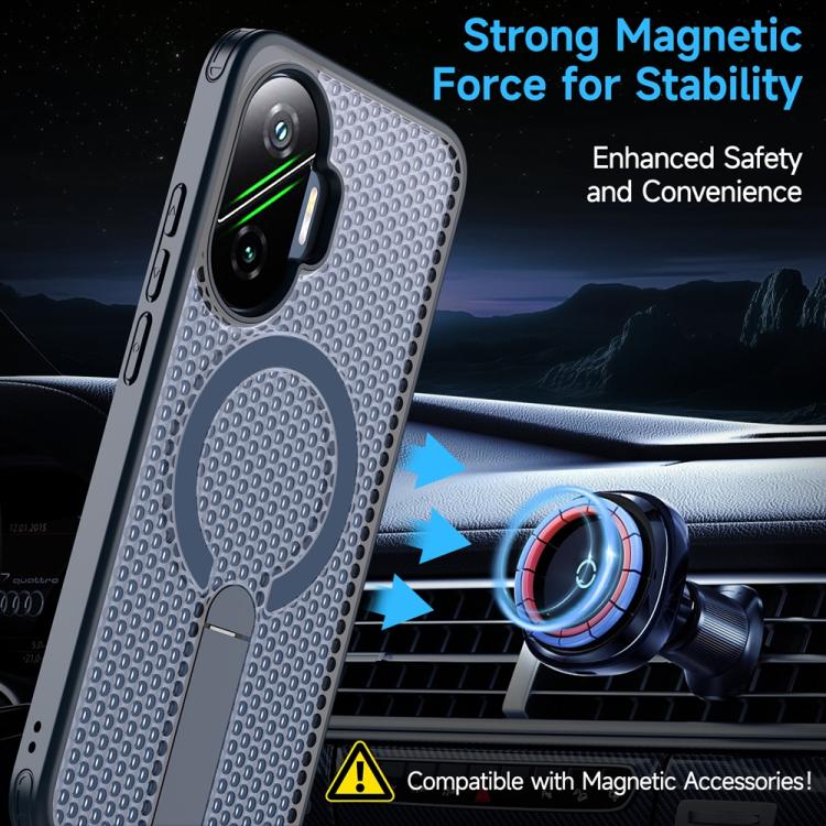 For Xiaomi Poco F7 / Redmi Turbo 4 Pro Honeycomb Cooling MagSafe Holder Phone Case