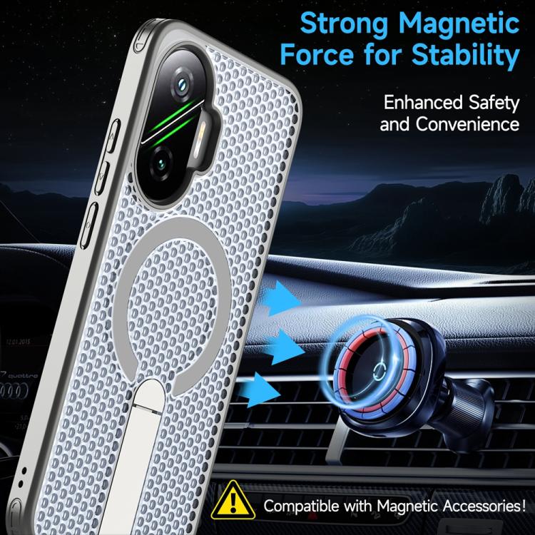 For Xiaomi Poco F7 / Redmi Turbo 4 Pro Honeycomb Cooling MagSafe Holder Phone Case