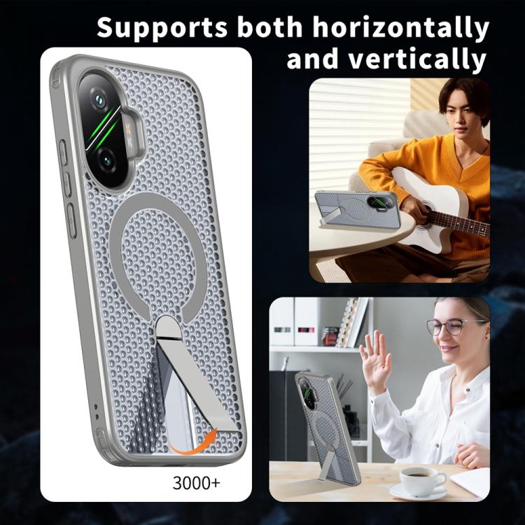 For Xiaomi Poco F7 / Redmi Turbo 4 Pro Honeycomb Cooling MagSafe Holder Phone Case