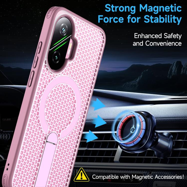 For Xiaomi Poco F7 / Redmi Turbo 4 Pro Honeycomb Cooling MagSafe Holder Phone Case