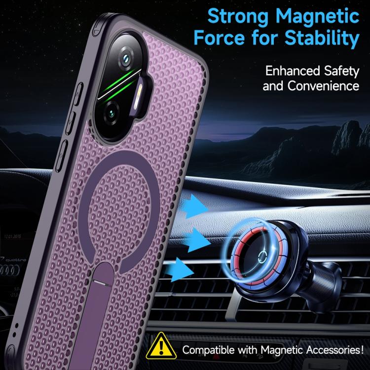 For Xiaomi Poco F7 / Redmi Turbo 4 Pro Honeycomb Cooling MagSafe Holder Phone Case