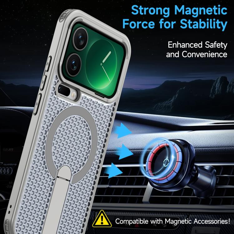 For Xiaomi 17 Pro Max Honeycomb Cooling MagSafe Holder Phone Case