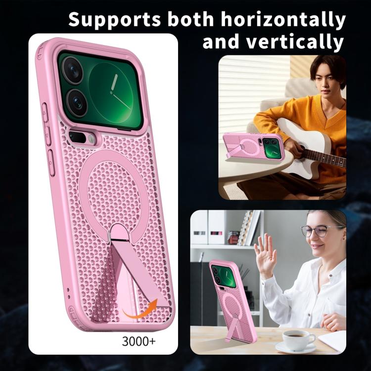 For Xiaomi 17 Pro Max Honeycomb Cooling MagSafe Holder Phone Case