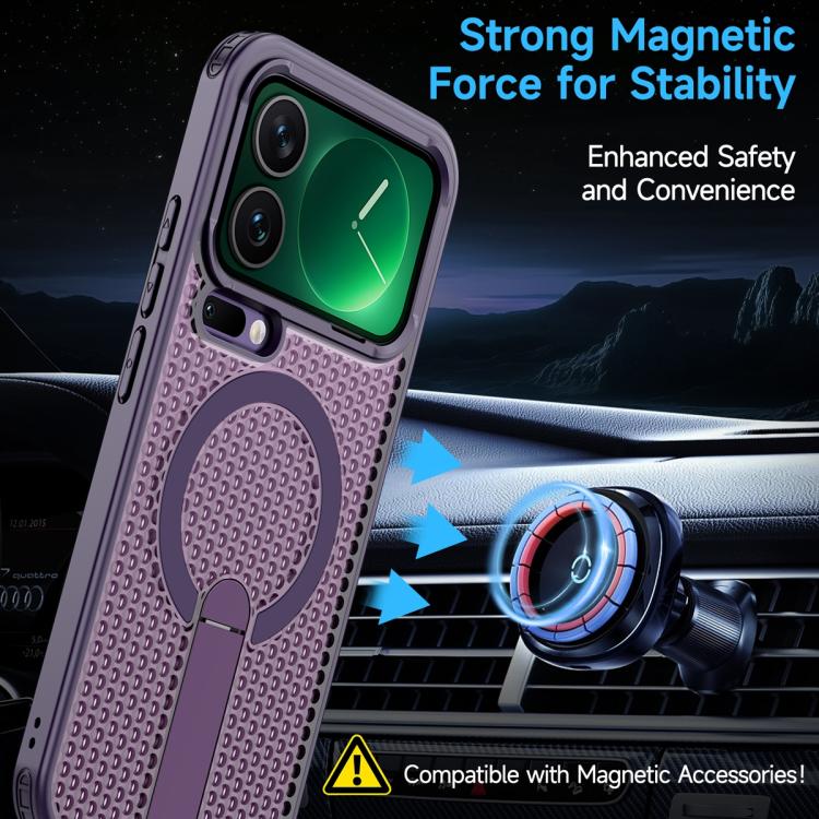 For Xiaomi 17 Pro Max Honeycomb Cooling MagSafe Holder Phone Case