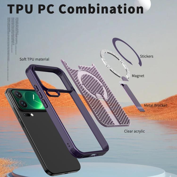 For Xiaomi 17 Pro Max Honeycomb Cooling MagSafe Holder Phone Case