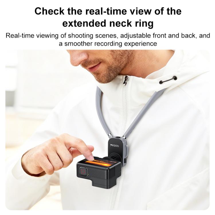 Yesido C334 Multi-Functional Neck-Mounted Phone Holder with Back Strap - Grey