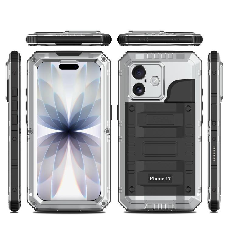 For iPhone 17 Four-proof Metal Hybrid Silicone Phone Case