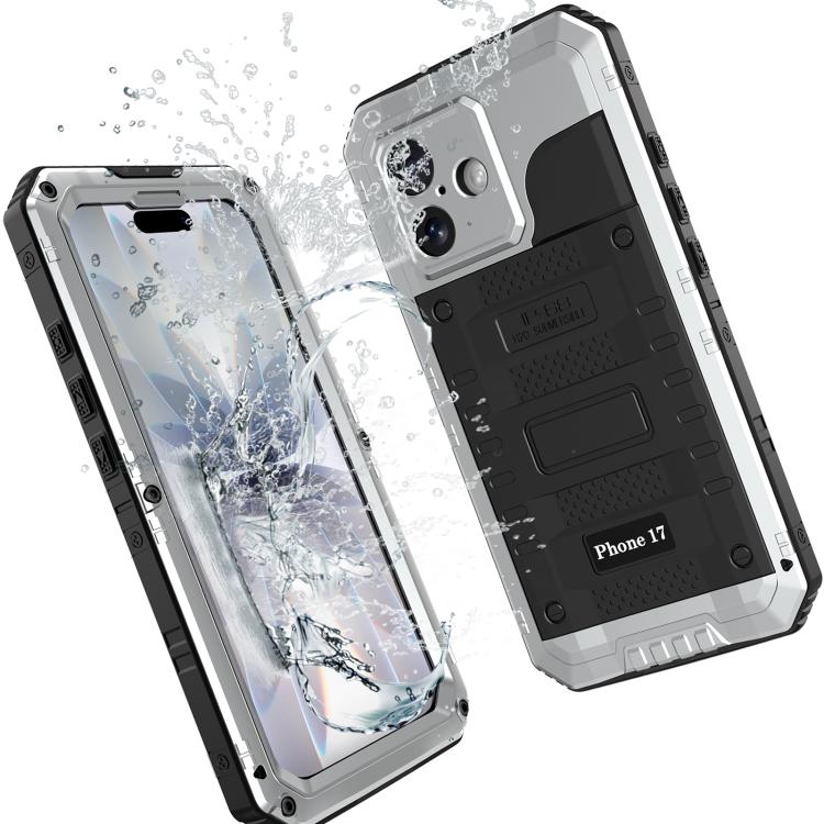 For iPhone 17 Four-proof Metal Hybrid Silicone Phone Case