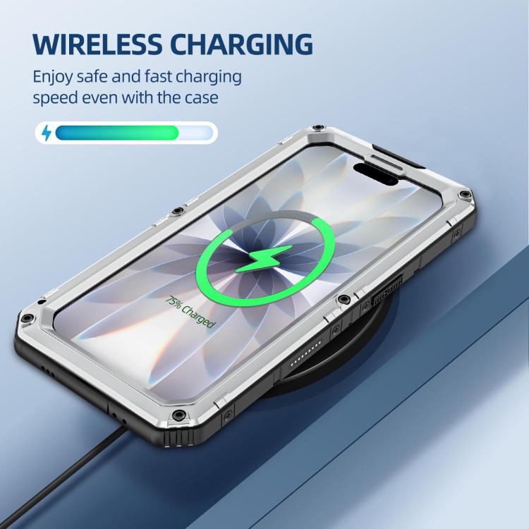 For iPhone 17 Four-proof Metal Hybrid Silicone Phone Case