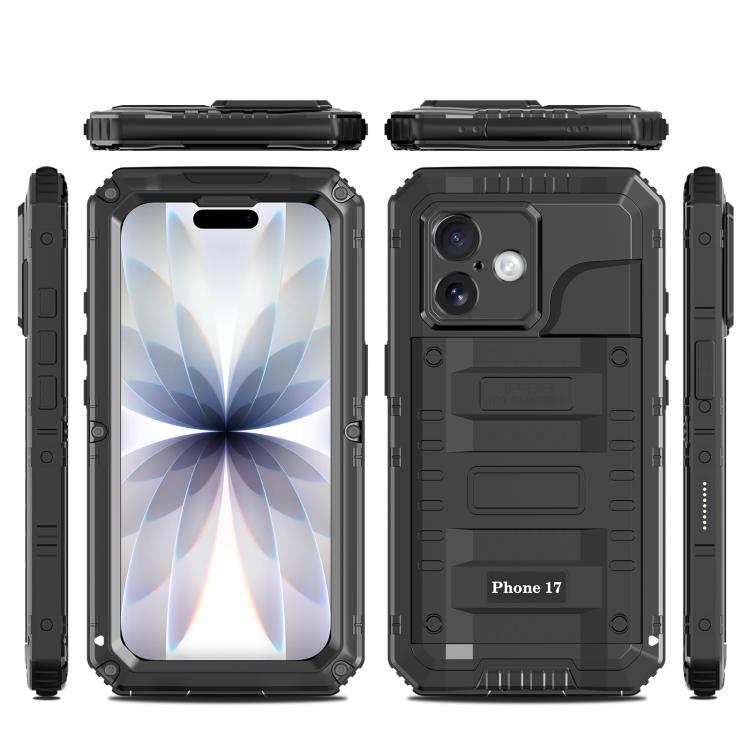 For iPhone 17 Four-proof Metal Hybrid Silicone Phone Case