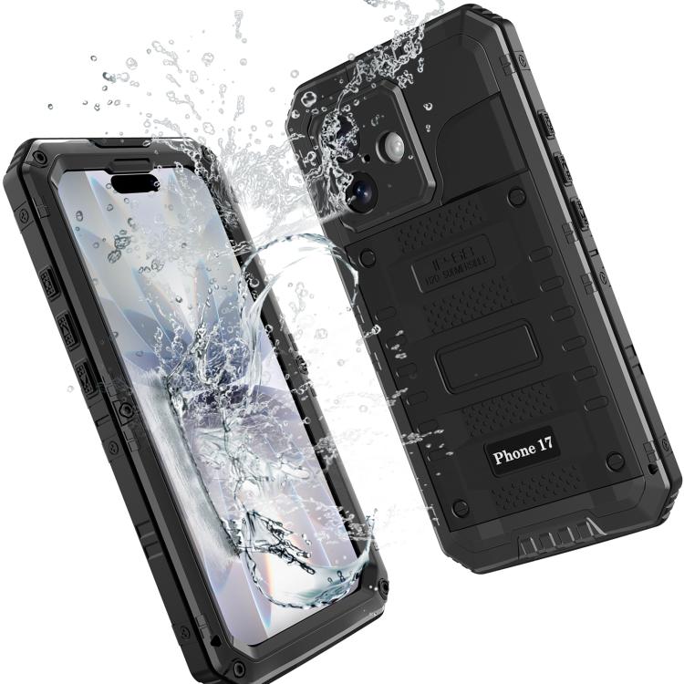 For iPhone 17 Four-proof Metal Hybrid Silicone Phone Case