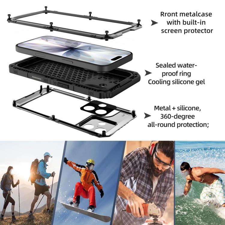 For iPhone 17 Four-proof Metal Hybrid Silicone Phone Case