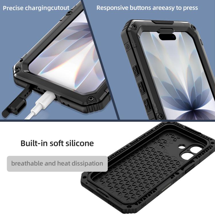 For iPhone 17 Four-proof Metal Hybrid Silicone Phone Case