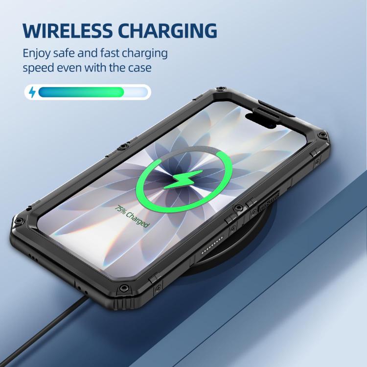 For iPhone 17 Four-proof Metal Hybrid Silicone Phone Case