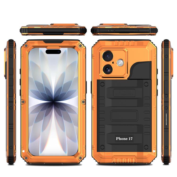 For iPhone 17 Four-proof Metal Hybrid Silicone Phone Case
