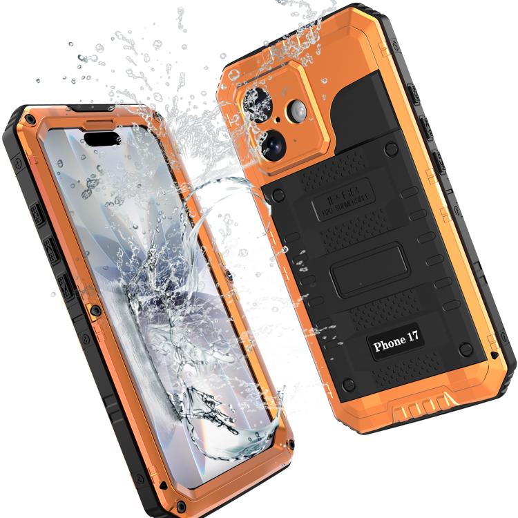 For iPhone 17 Four-proof Metal Hybrid Silicone Phone Case