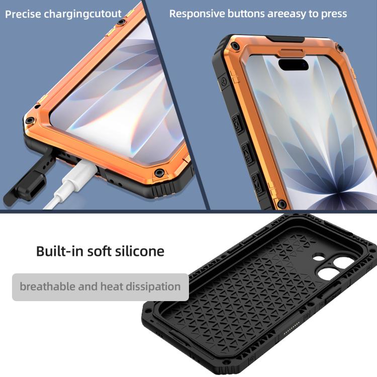For iPhone 17 Four-proof Metal Hybrid Silicone Phone Case