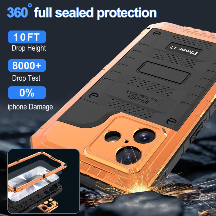 For iPhone 17 Four-proof Metal Hybrid Silicone Phone Case
