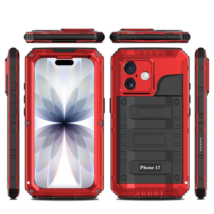 For iPhone 17 Four-proof Metal Hybrid Silicone Phone Case