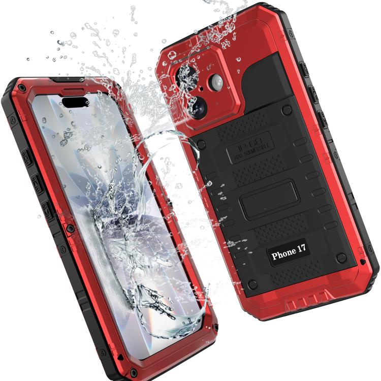 For iPhone 17 Four-proof Metal Hybrid Silicone Phone Case