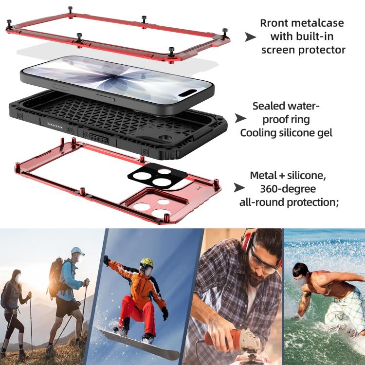 For iPhone 17 Four-proof Metal Hybrid Silicone Phone Case