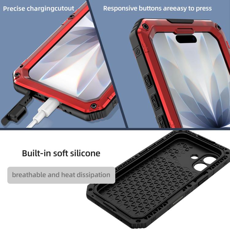 For iPhone 17 Four-proof Metal Hybrid Silicone Phone Case