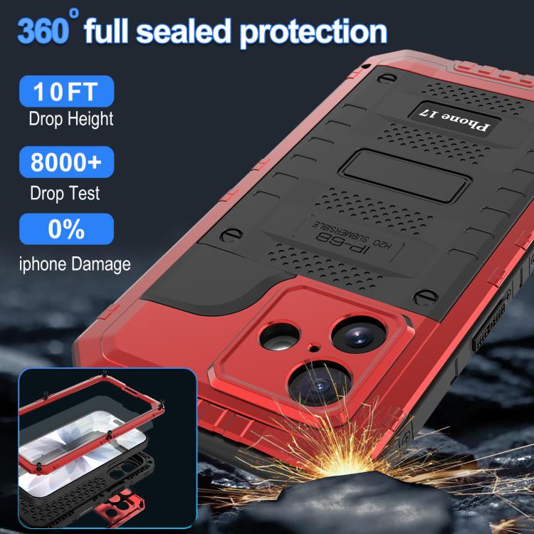 For iPhone 17 Four-proof Metal Hybrid Silicone Phone Case